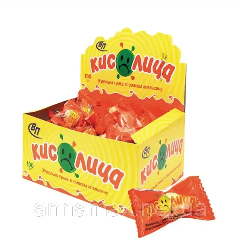 Жувальна гумка Кислиця (зі смаком апельсина) 100 шт/упаковка, фото 1