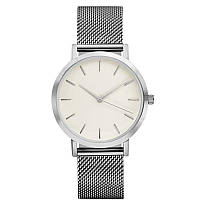 Мужские наручные часы Geneva серебристые металлические с белым циферблатом