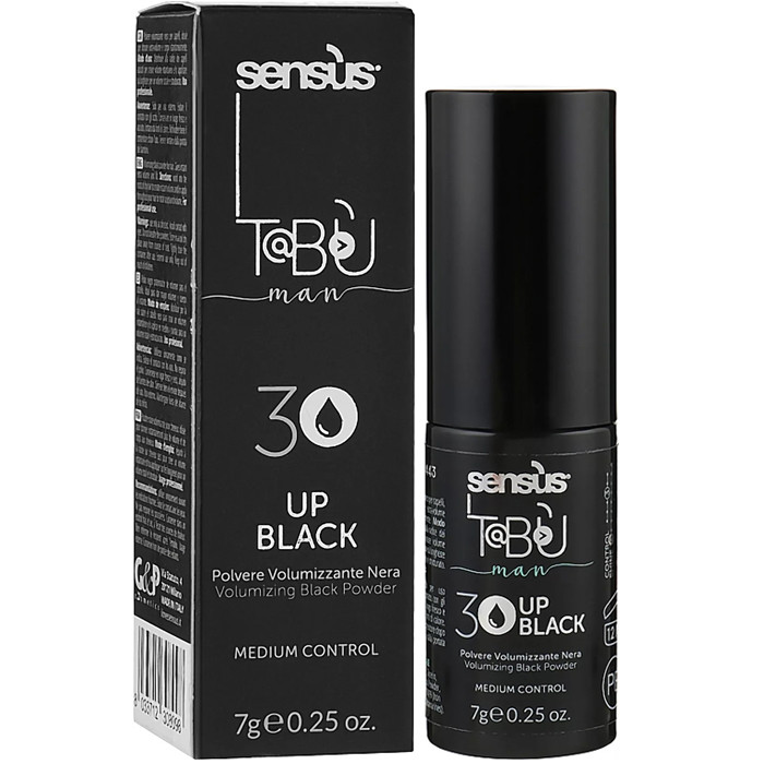Чоловіча чорна пудра для об'єму волосся Sensus Tabu Man 30 Up Black 7 г, фото 1