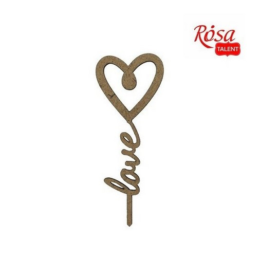 Заготовка для декорування Rosa Talent топер Серце-5 ДВП набір 5шт 10*4см