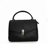 Женская кожаная сумка из натуральной телячьей кожи портфель для женщин 23×18×11 см черного цвета