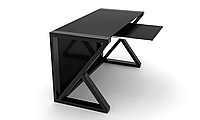 Компьютерный стол Тревон black+ каркас сталь столешница стекло черный глянец 1200х600х750 мм (БЦ-Стол ТМ)