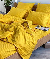 Семейный комплект постельного белья Желтый страйп сатин Виталина