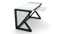 Компьютерный стол Тревон white+ каркас сталь столешница стекло белый глянец 1200х600х750 мм (БЦ-Стол ТМ)