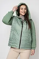 Женская весенняя куртка короткая с трикотажным рукавом. Женская курточка . Женские куртки р-46-58 оливка