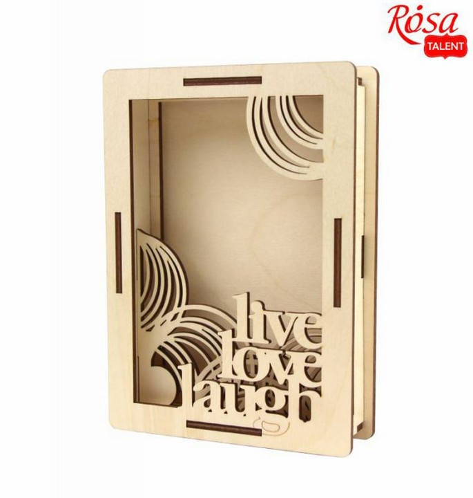 Заготовка для декорування Rosa Talent фоторамка 3D Live, Love, Laugh фанера 18*13см