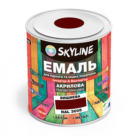 Емаль для підлоги SkyLine Вишневий RAL 3005 0.75 л від Latinta, фото 1