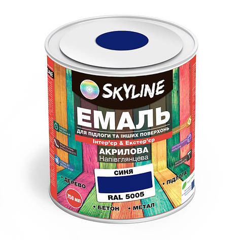 Емаль для підлоги SkyLine Синій RAL 5005 0.75 л від Latinta, фото 1