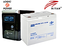 Резервное питание UPS Ritar RTSW-600 LCD+ АКБ MG 55 Ah | Комплект Ritar для котла | ИБП+АКБ