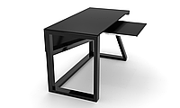 Компьютерный стол Мальмо black+ каркас сталь столешница стекло черный глянец 1200х600х750 мм (БЦ-Стол ТМ)
