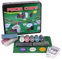 Набор для покера 500 фишек с номиналом в металлической коробке
