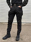 Тактичні водонепроникні штани на флісі софтшелл KIBORG BLACK Soft Shall у кольорі чорний