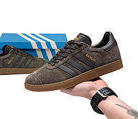 Чоловічі кросівки Adidas Gazelle Khaki. Замшеві кеди весна літо чоловічі олива Адідас Газель, фото 6