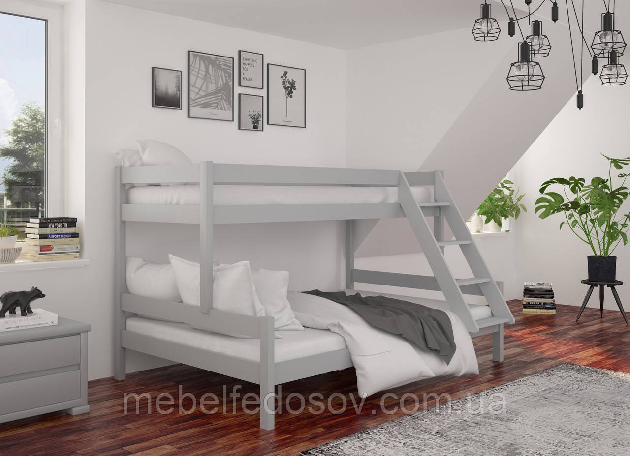 Ліжко дерев'яне Атланта двоярусне 90*200(140*200) (Мебегранд/Mebigrand) 860х1980(2080)х1700 мм