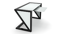 Компьютерный стол Вардэ white+ каркас сталь столешница стекло белый глянец 1200х600х750 мм (БЦ-Стол ТМ)