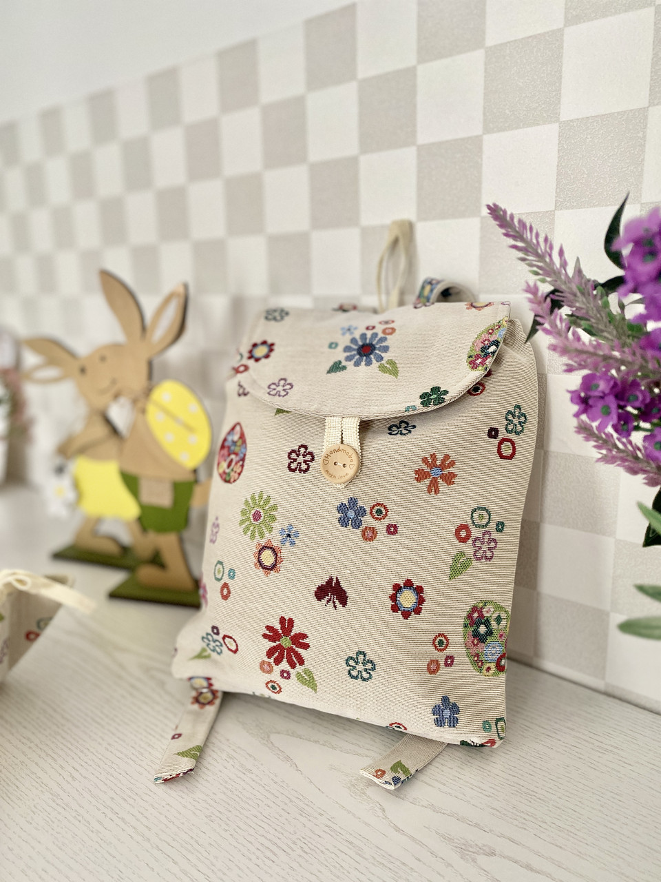 Рюкзак дитячий для прогулянок гобеленовий з Великоднім принтом Limaso, фото 1