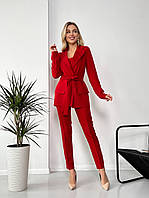 Женский деловой костюм тройка красного цвета, 10 цветов