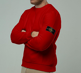 Чоловічий світшот Stone Island кофта светр Стон Айленд толстовка реглан червоний лонгслів одяг спортивний