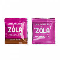 Фарба для брів ZOLA Eyebrow Tint 02 Warm Brown з колагеном та окислювач 3% Oxidant, в саше, 2x5 мл