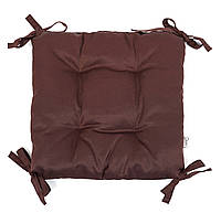 Подушка на стула, кресла, табуретки, садовые кресла 40x40x8 коричневая с завязками