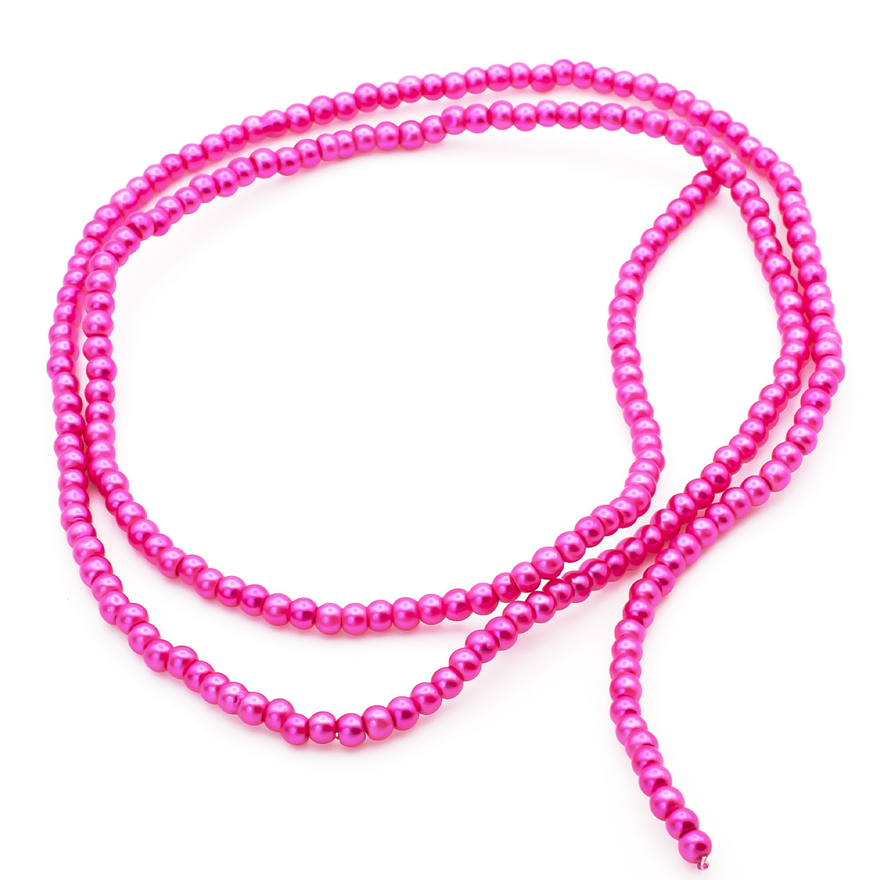 Намистини скло під перли 3 мм Рожевий нитка 62 см, фото 1