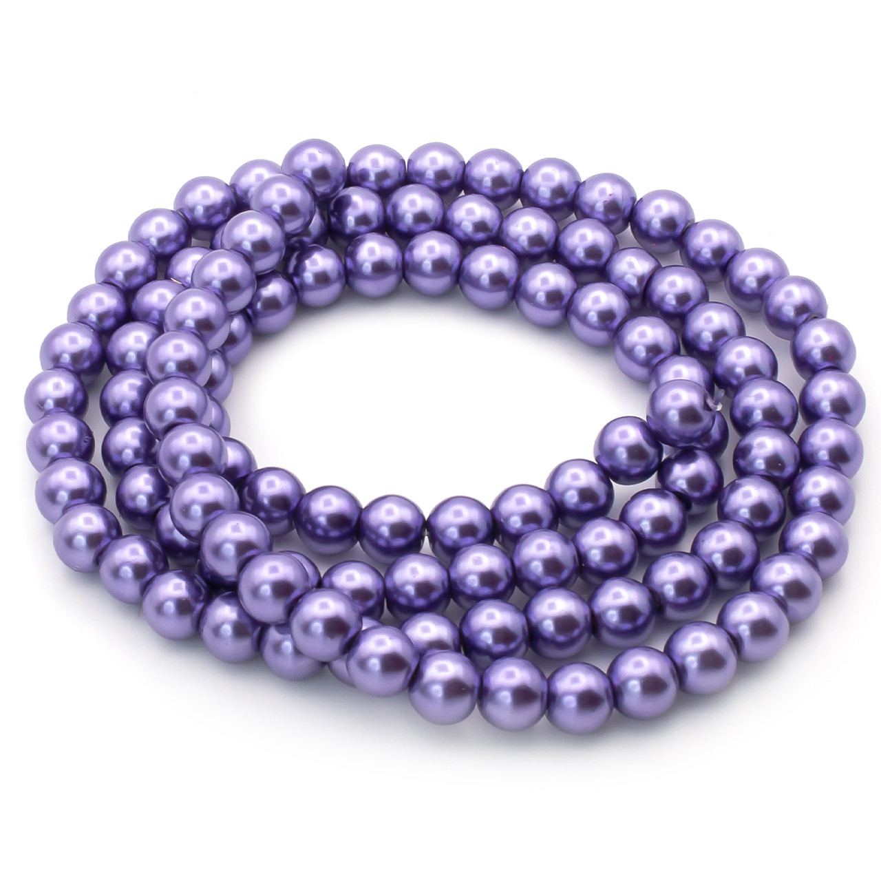 Намистини скло під перли 8 мм Фіолетово-блакитний нитка 80 см, фото 1