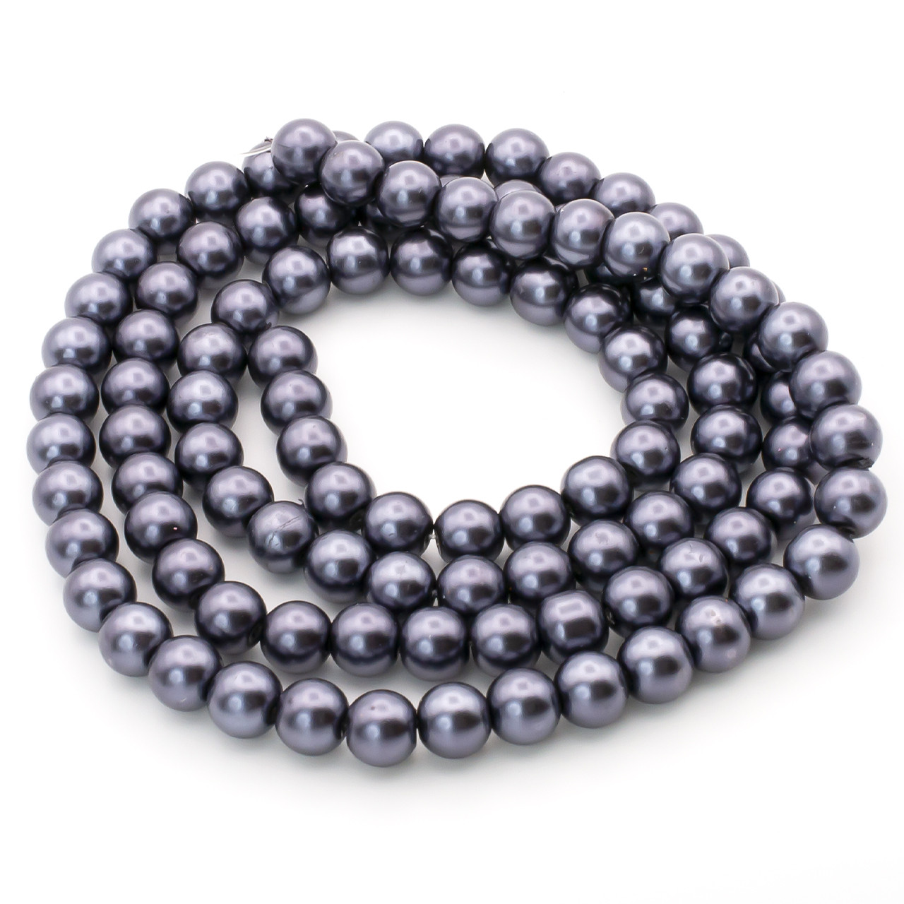 Намистини скло під перли 8 мм Чорний нитка 80 см, фото 1