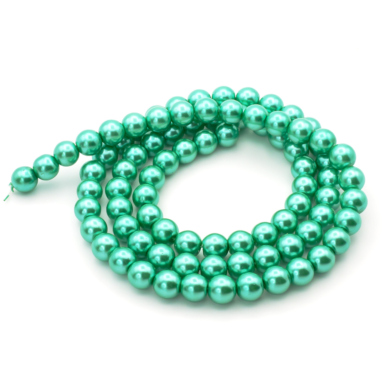 Намистини скло під перли 10 мм М'ятний нитка 80 см, фото 1