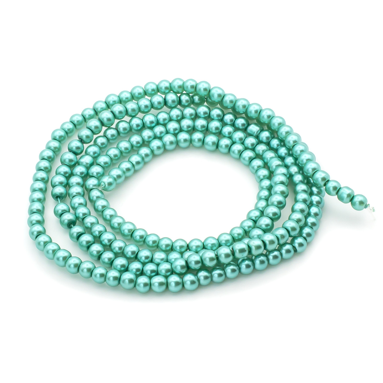 Намистини скло під перли 10 мм Нефритовий нитка 80 см, фото 1