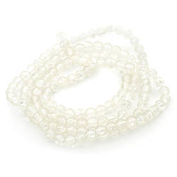 Намистини Бите скло кракелюр 6 мм Айворі прозорий нитка 80 см