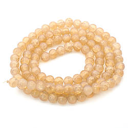 Намистини Бите скло кракелюр 8 мм Бежевий нитка 80 см