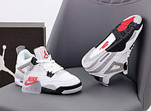 Жіночі кросівки Air Jordan 4 Retro White Cement Black Grey 840606-192, фото 2