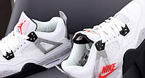 Жіночі кросівки Air Jordan 4 Retro White Cement Black Grey 840606-192, фото 4
