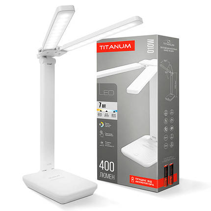 Настільна LED-лампа акумуляторна TITANUM 7W 2700-6000К біла TLTF-010W, фото 1