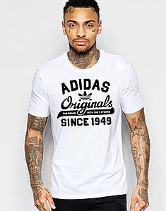 Футболка чоловіча Adidas Originals Спортивна футболка хлопок з принтом Адідас Ориджинал Орігіналз біла