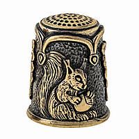 Наперсток декоративный бронзовый с янтарем Белка