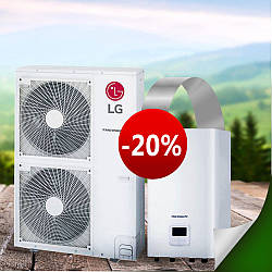 Тепловий насос LG Therma V Hydrosplit повітря-вода HN1600MC.NK1RU / HU161MRB на 16 кВт / 220V
