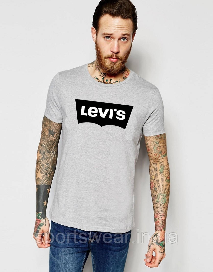 Сіра Футболка Levis сіра чорний принт "" В стилі levi's ""