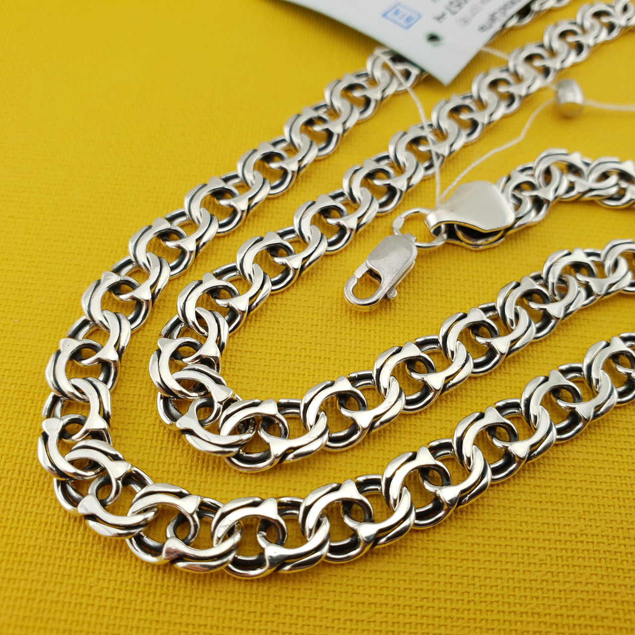 Шикарний срібний ланцюжок. Цепочка бісмарк срібна 70 см, фото 1