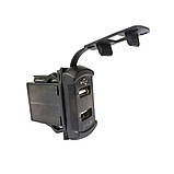 Заряджання в штатне місце 4.2 A два порти USB-вольтметр green TOYOTA універсальне, фото 3