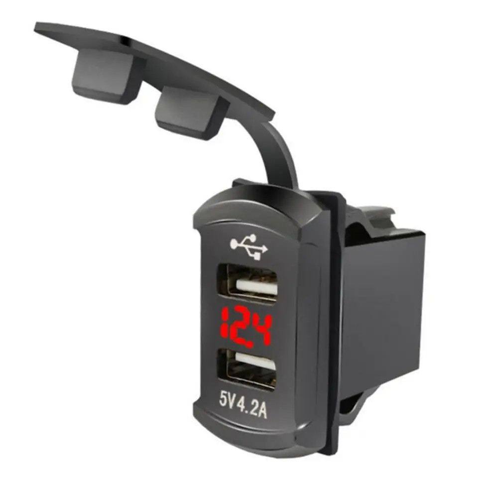 Заряджання в штатне місце 4.2 A два порти USB-вольтметр red TOYOTA універсальне