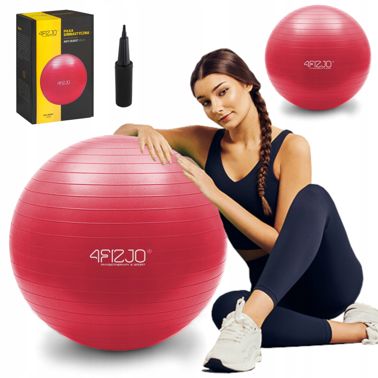 М'яч для фітнесу (фітбол) 4FIZJO 55 см Anti-Burst 4FJ0031 Red