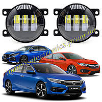 Противотуманные фары LED 45watt Honda Civic X [2015-н.в.] на 3 линзы бело-желтые