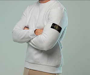 Чоловічий світшот Stone Island кофта светр Стон Айленд толстовка реглан білий лонгслів одяг спортивний