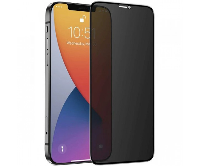 Захисне скло Privacy (Антишпигун) iPhone 12 Mini Чорне, фото 1