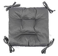 Подушка для стула кресла табурета 35х35х8 серая с завязками