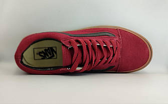 44 р Кеди чоловічий Vans Old Skool бордові, Ванс Олд Скул замша, бавовна кросівки, фото 5