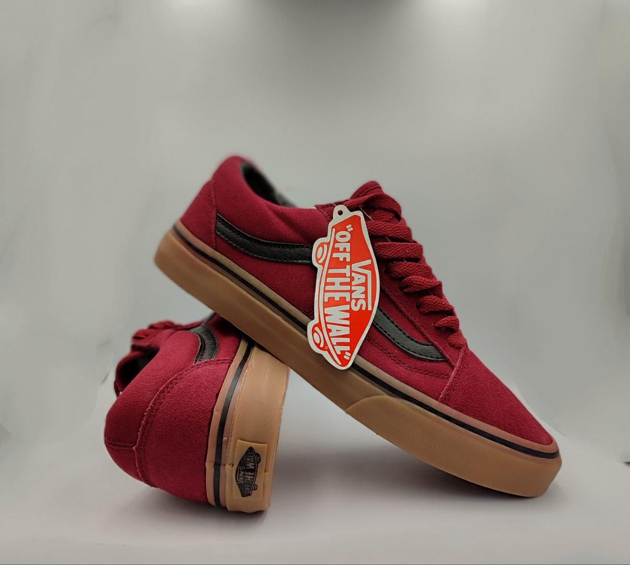 Кеди чоловічий Vans Old Skool бордові, Ванс Олд Скул замша, бавовна