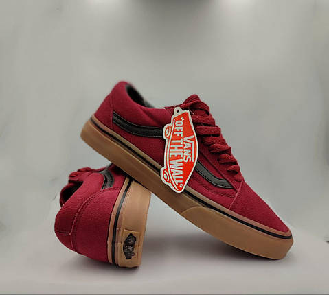 44 р Кеди чоловічий Vans Old Skool бордові, Ванс Олд Скул замша, бавовна кросівки, фото 1
