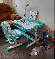 Шкільна регульована парта і стілець для дітей школярів | Evo-kids BD-04 XL Teddy з лампою, фото 2